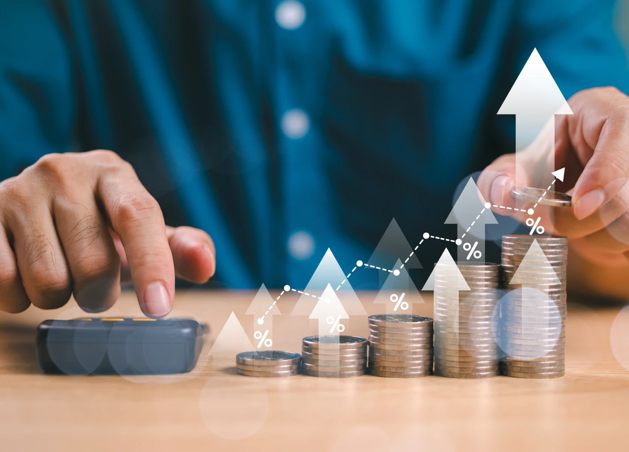 Stacked coins showing financial growth concept